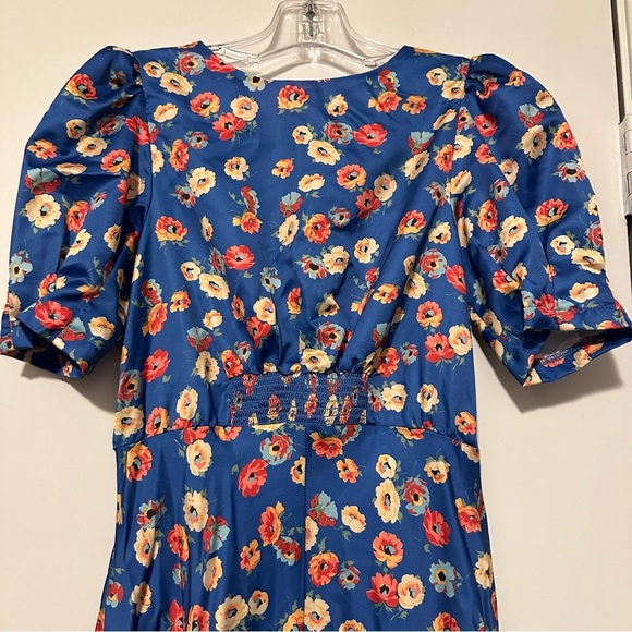 NWT ASOS blue floral midi tea dress size 4 - Picture 3 of 9